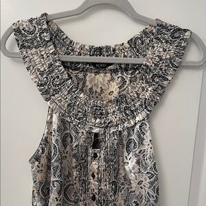 Romy Elegant Black and Cream Blouse/Floral Paisley